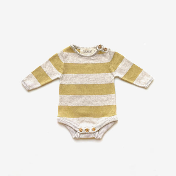 Knit Bodysuit - buttercup rugby stripe - The Rest