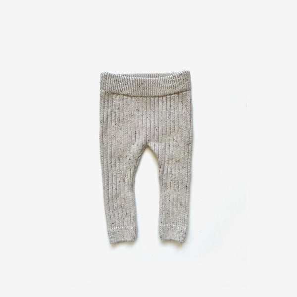 Organic Cotton Thick Knit Leggings - Oat Navy Fleck - The Rest