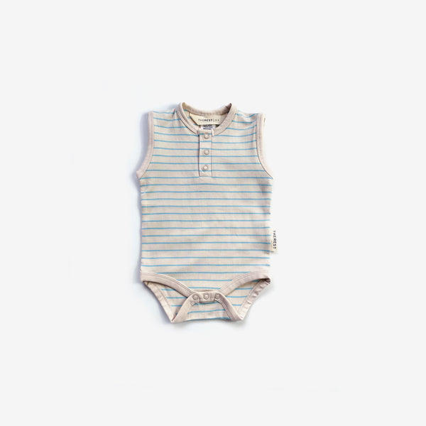 Henley Bodysuit - Sky Blue Stripe - The Rest