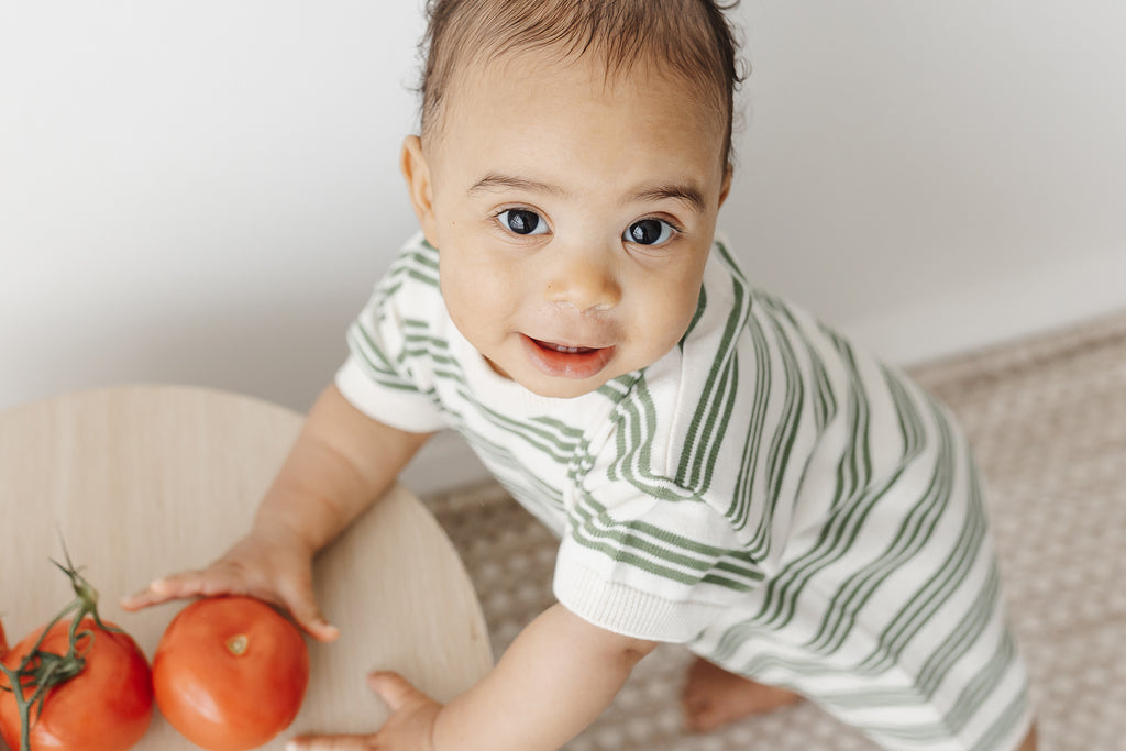 Box Knit Romper - Clover Stripe - The Rest