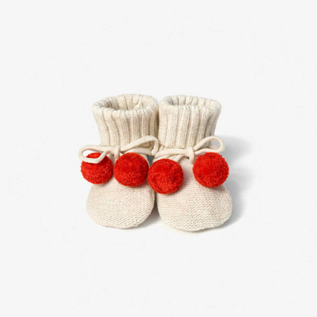 Organic Cotton Knit Booties - Oat Marle (Tomato) - The Rest