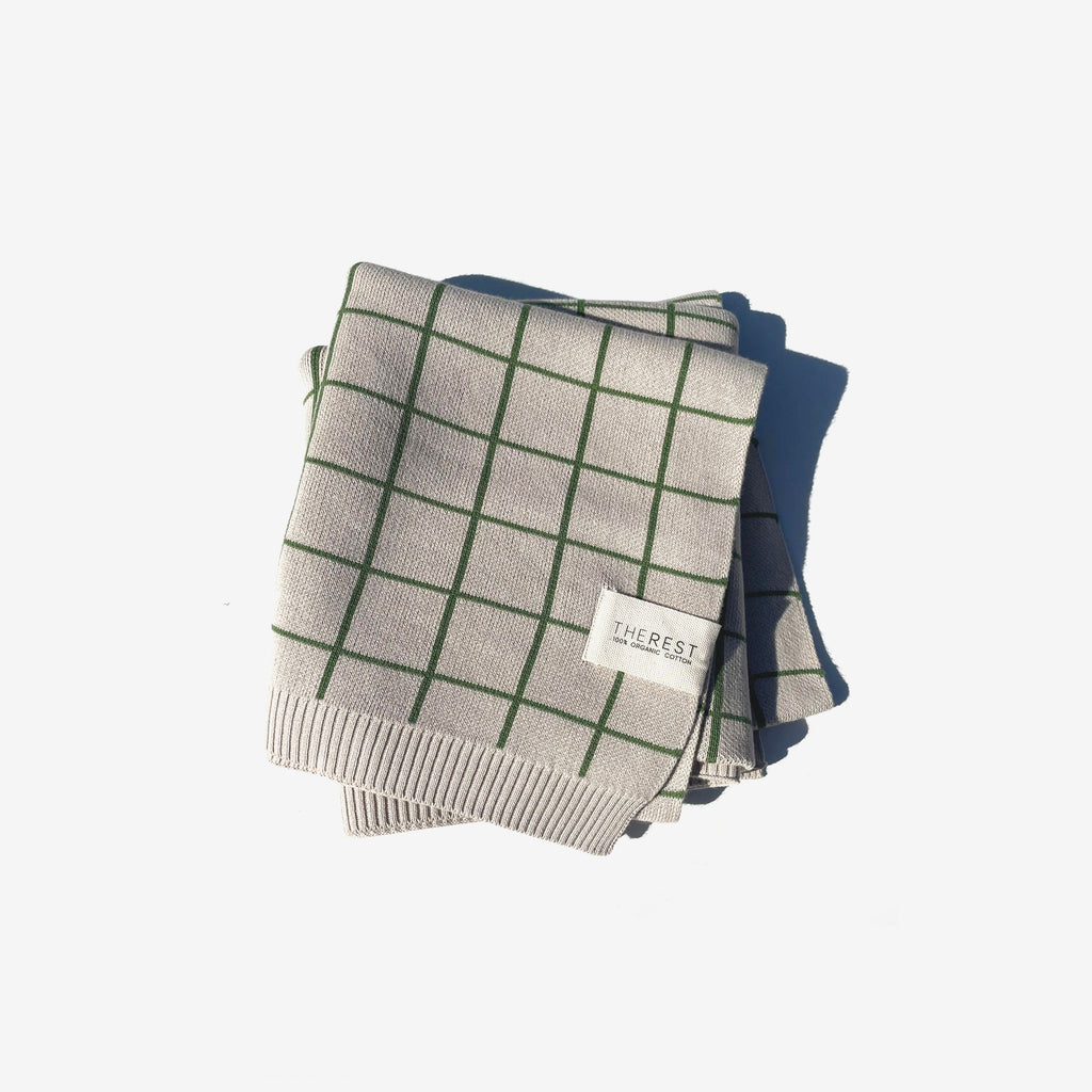 Organic Cotton Knit Blanket - Clover Grid - The Rest