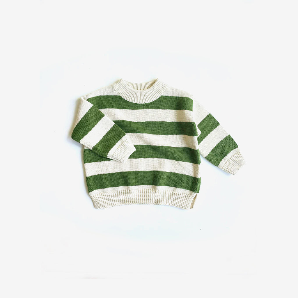 Organic Cotton Knit Jumper - Clover Rugby Stripe - The Rest
