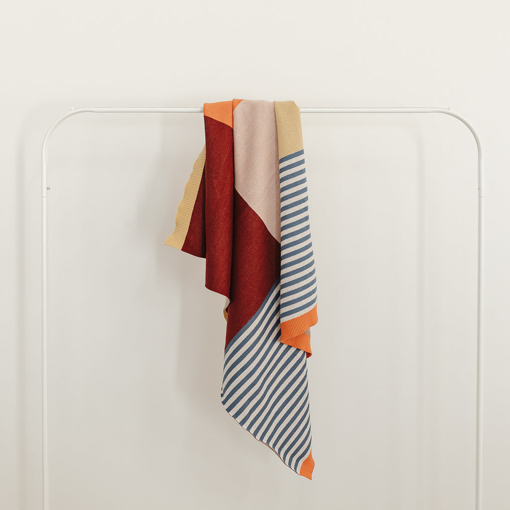 Organic Cotton Knit Blanket - Colour Block - The Rest
