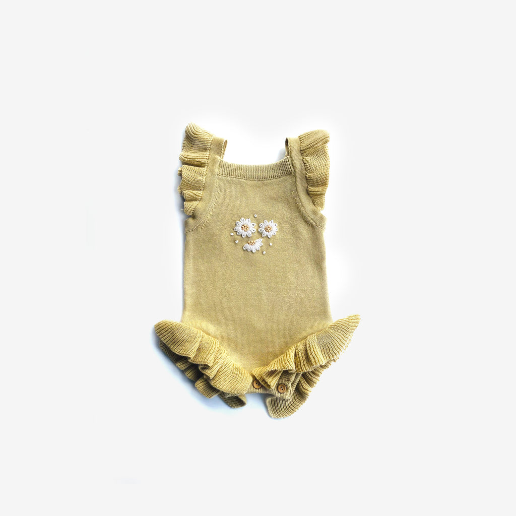 Flutter Sleeve Knit Bodysuit - Honey - The Rest