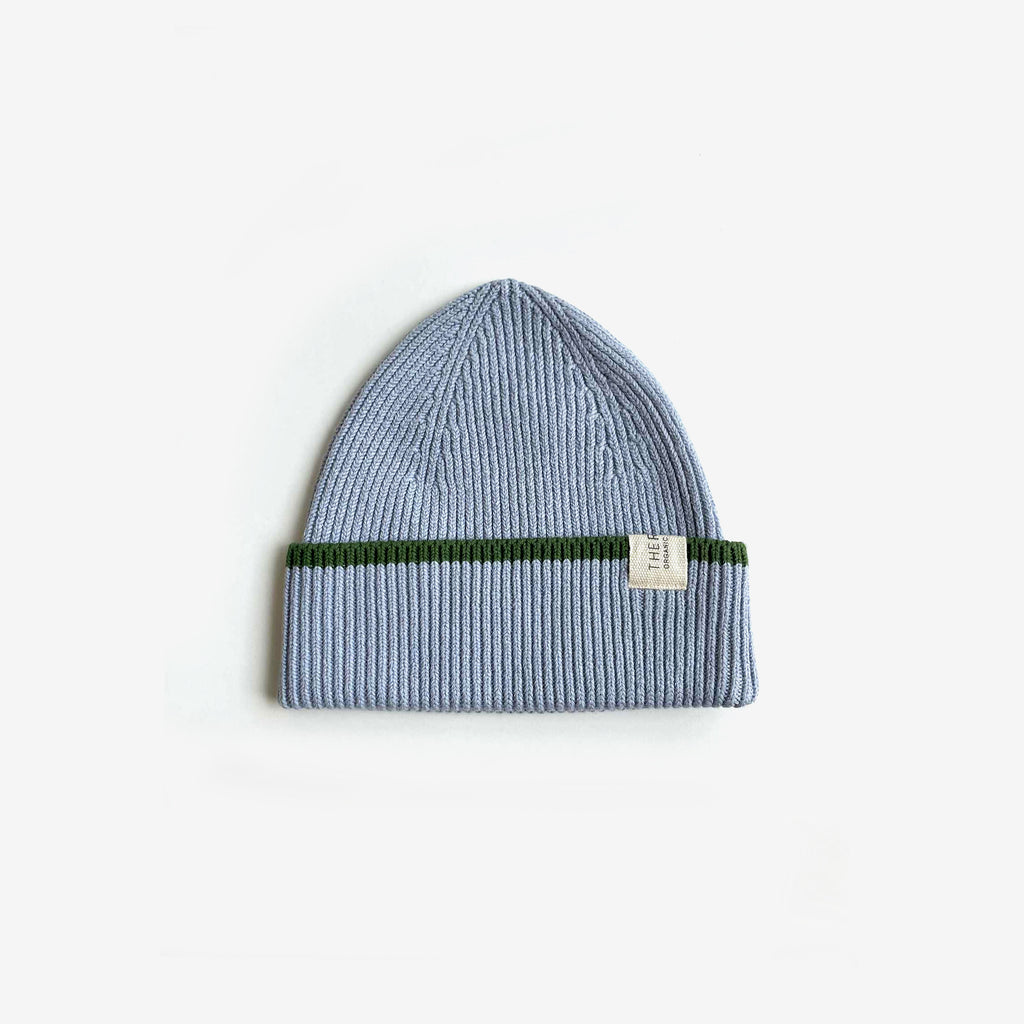 Organic Cotton Rib Beanie - Sky Clover Dip - The Rest