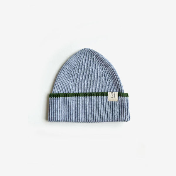 Organic Cotton Rib Beanie - Sky Clover Dip - The Rest