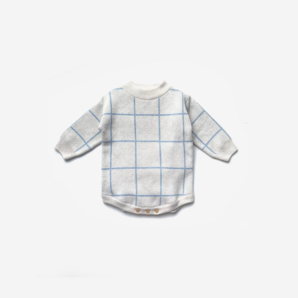 Knit Romper - Sky Grid - The Rest