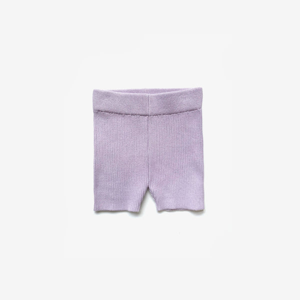 Organic Cotton Rib Knit Bike Shorts - Lilac - The Rest