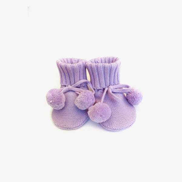 Organic Cotton Knit Booties - Lilac - The Rest