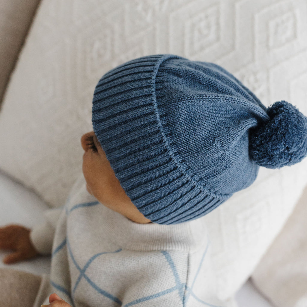 Organic Cotton Knit Beanie - Moody Blue - The Rest