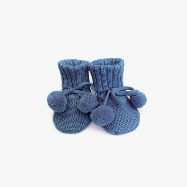 Organic Cotton Knit Booties - Moody Blue - The Rest