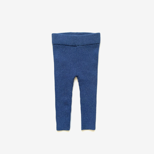 Organic Cotton Rib Knit Leggings - Moody Blue - The Rest