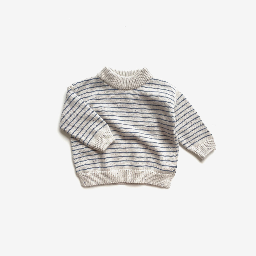Organic Cotton Knit Jumper - Navy Stripe - The Rest