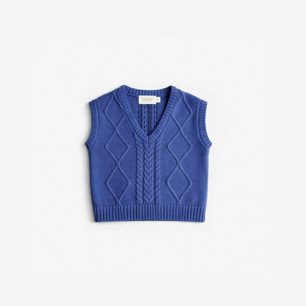 Cable Vest - Navy - The Rest