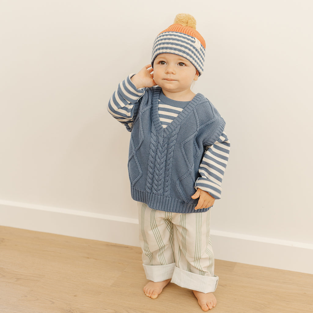 Cable Vest - Navy - The Rest
