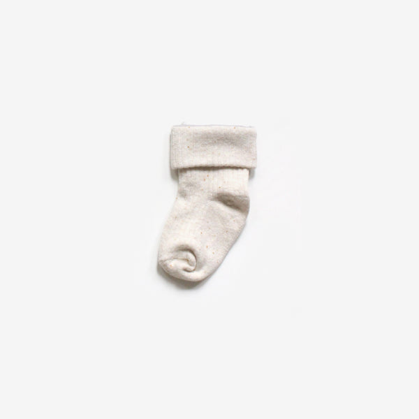 Organic Cotton Knit Socks - Oat Navy Fleck - The Rest