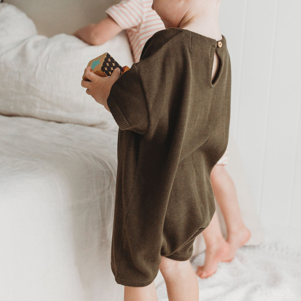 Box Knit Romper - Olive - The Rest