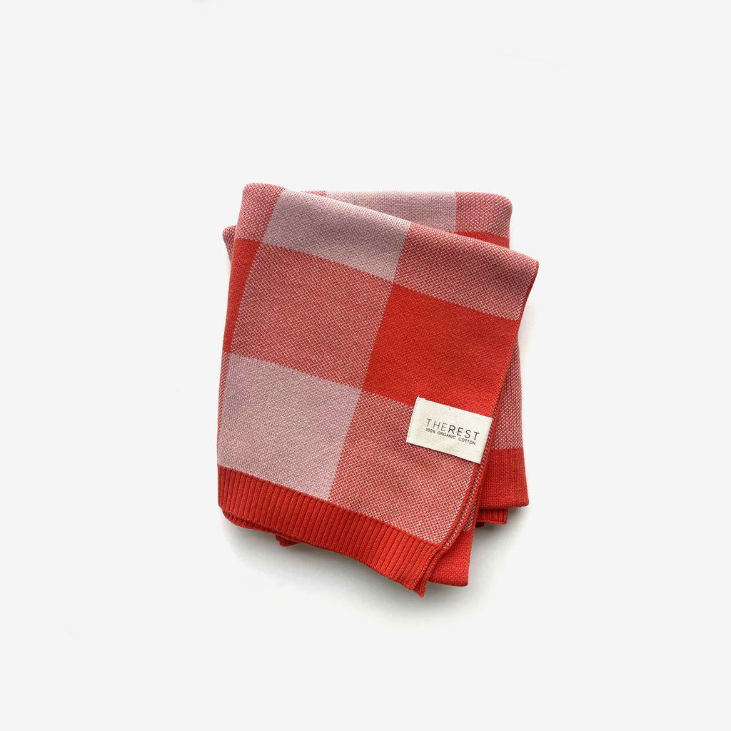 Organic Cotton Knit Blanket - Bubblegum picnic - The Rest