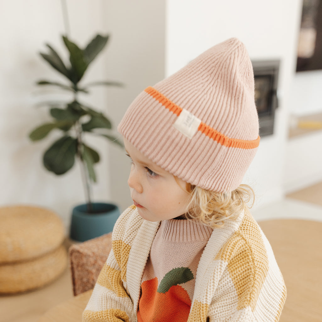 Organic Cotton Rib Beanie - Bubblegum Tomato Dip - The Rest