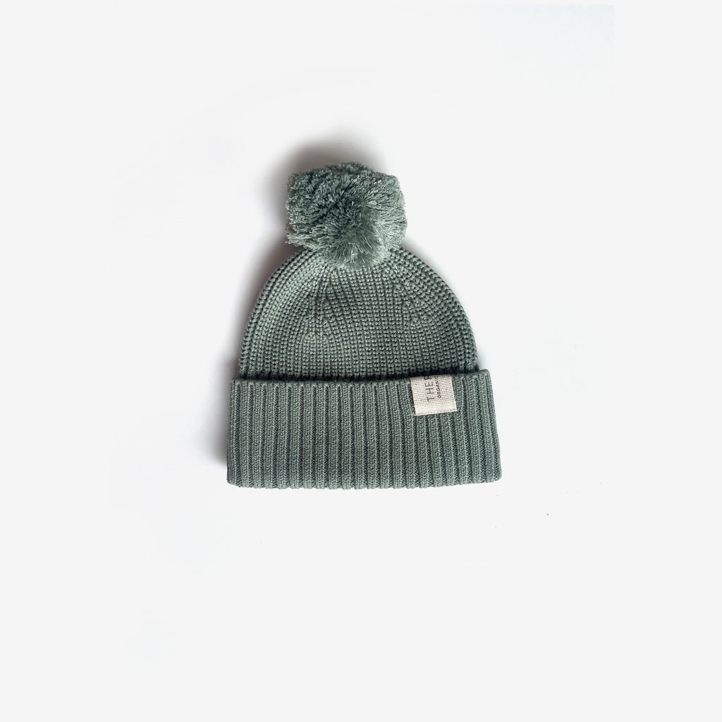 Organic Cotton Chunky Knit Beanie - Sage - The Rest
