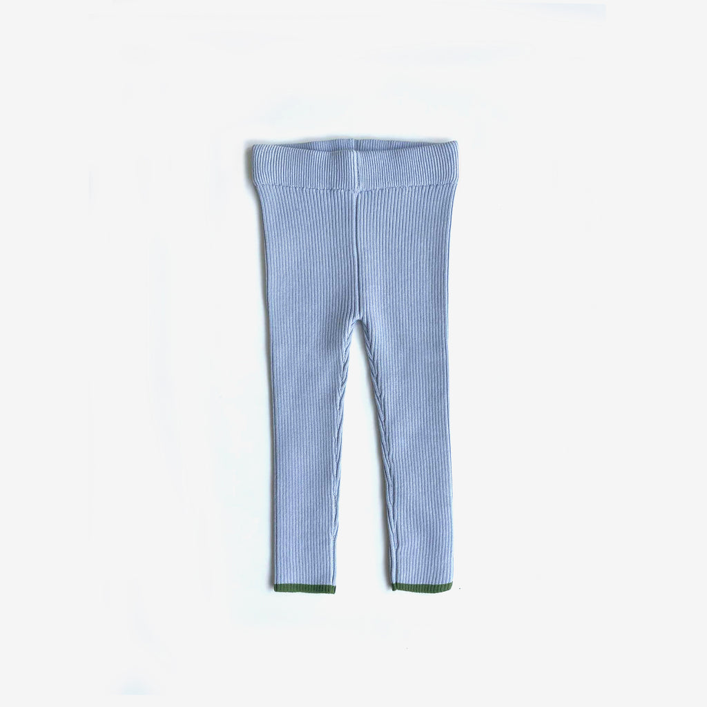 Organic Cotton Rib Knit Leggings - Sky Clover Dip - The Rest