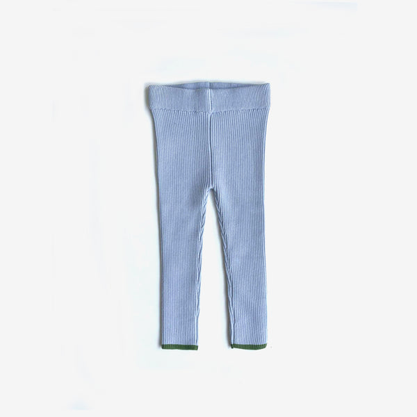 Organic Cotton Rib Knit Leggings - Sky Clover Dip - The Rest
