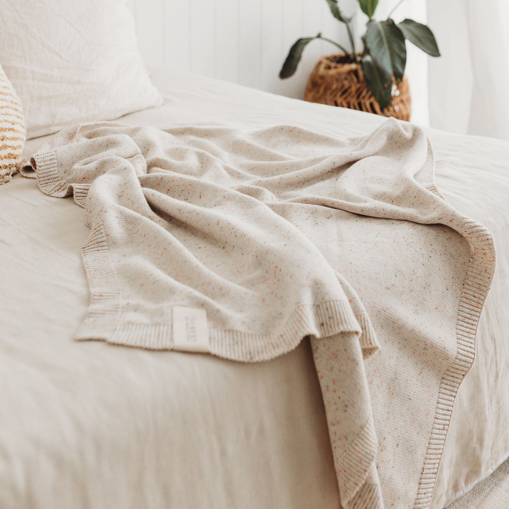 Organic Cotton Knit Blanket - Speckle Oat - The Rest