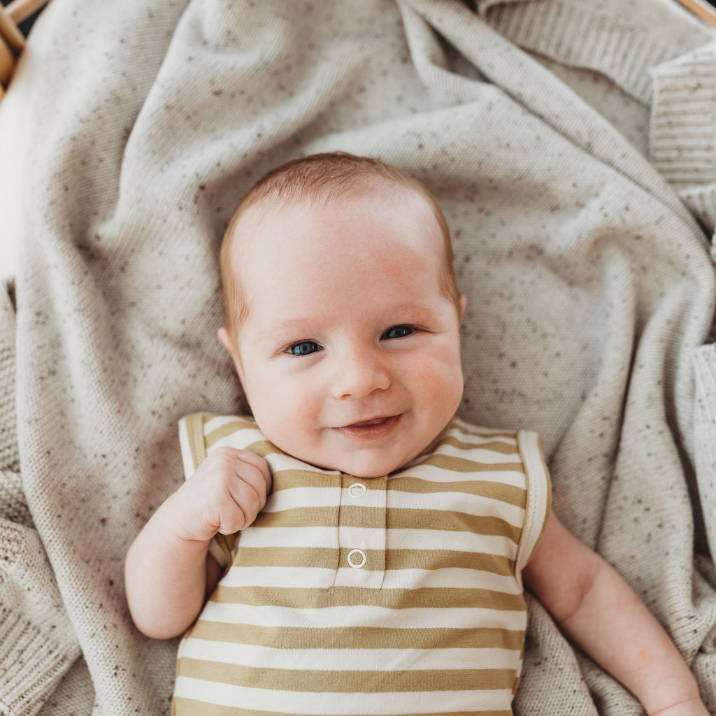 Henley Bodysuit - Honey Stripe - The Rest