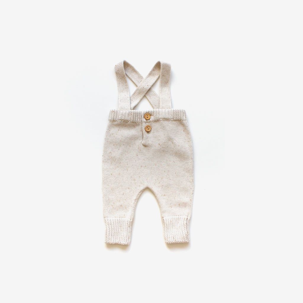Organic Cotton Knit Dungarees - Oat - The Rest