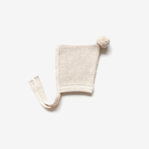 Organic Cotton Knit Bonnet - Oat Navy Fleck - The Rest