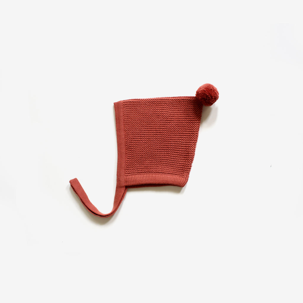 Organic Cotton Knit Bonnet - Persimmon - The Rest